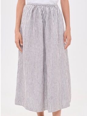 NWOT Alex Mill Charlie Linen Striped Midi Skirt Espresso Small S